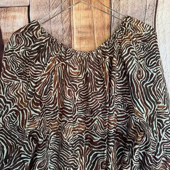 Tommy Bahama Blouse Zen Zebra Peasant Top Animal Print Fall Long Sleeve XL NWT - Picture 5 of 9
